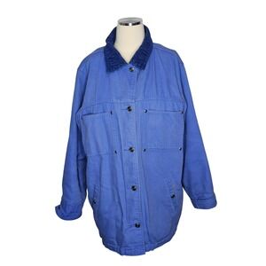 VTG Roper Range Gear Canvas Barn Jacket Coat Blue Corduroy Collar Women's 1X